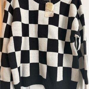 Hem & Thread Monochrome Checkered Sweater
